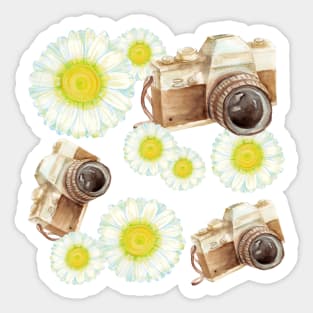 pattern. camera with flowers Sticker